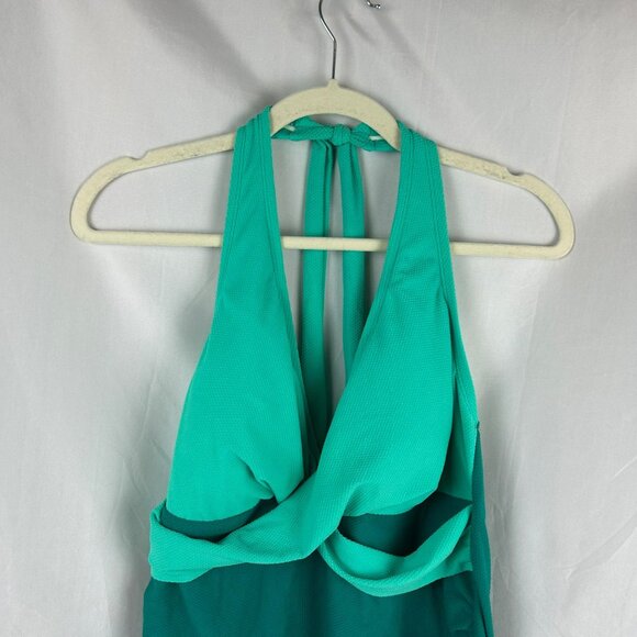 Cupshe Salty Reef Textured Wrap Halter‎ One Piece Swimsuit Women Plus 2X Green - Picture 6 of 14